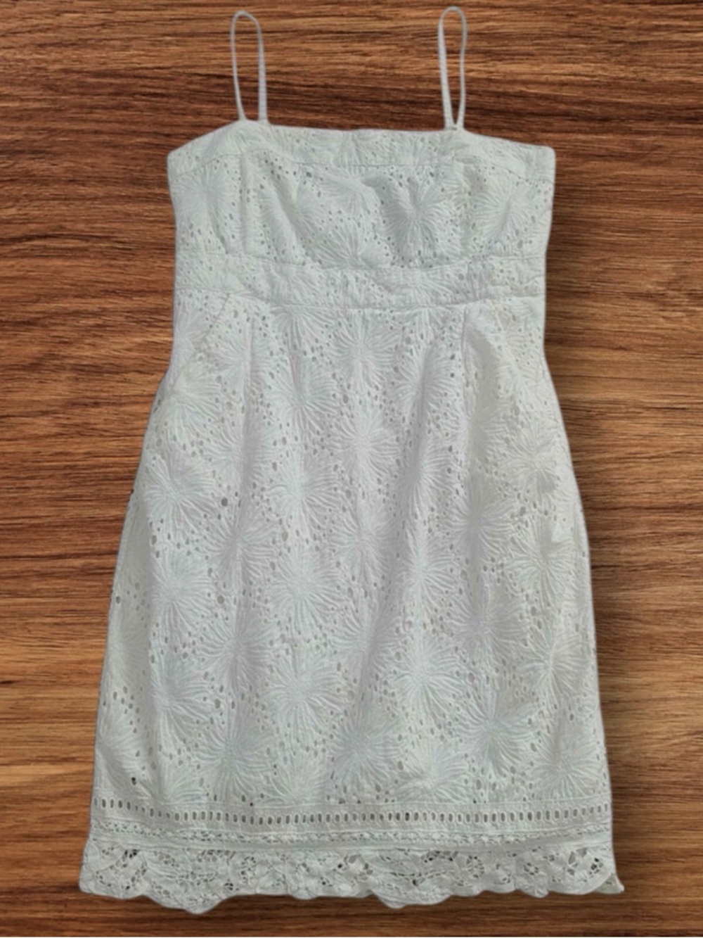New York & Company White Eyelet Mini Dress With Crochet Lace Trim